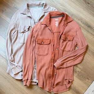 2 long sleeve waffle knits